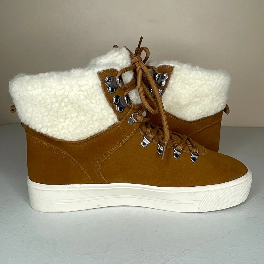 Marc Fisher Darlen Leather Platform Ankle Boots Size 8